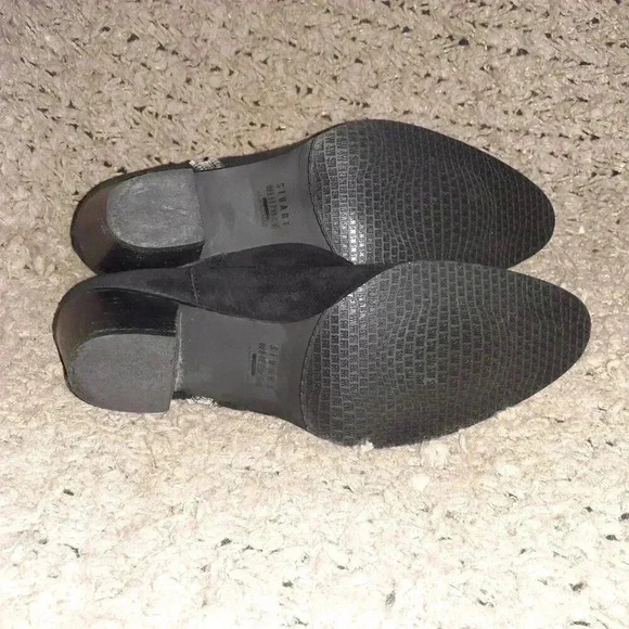 STUART WEITZMAN-Zipzipzip-Black Suede Leather Ankle Boots-Size 7.5-Excellent - Picture 7 of 7